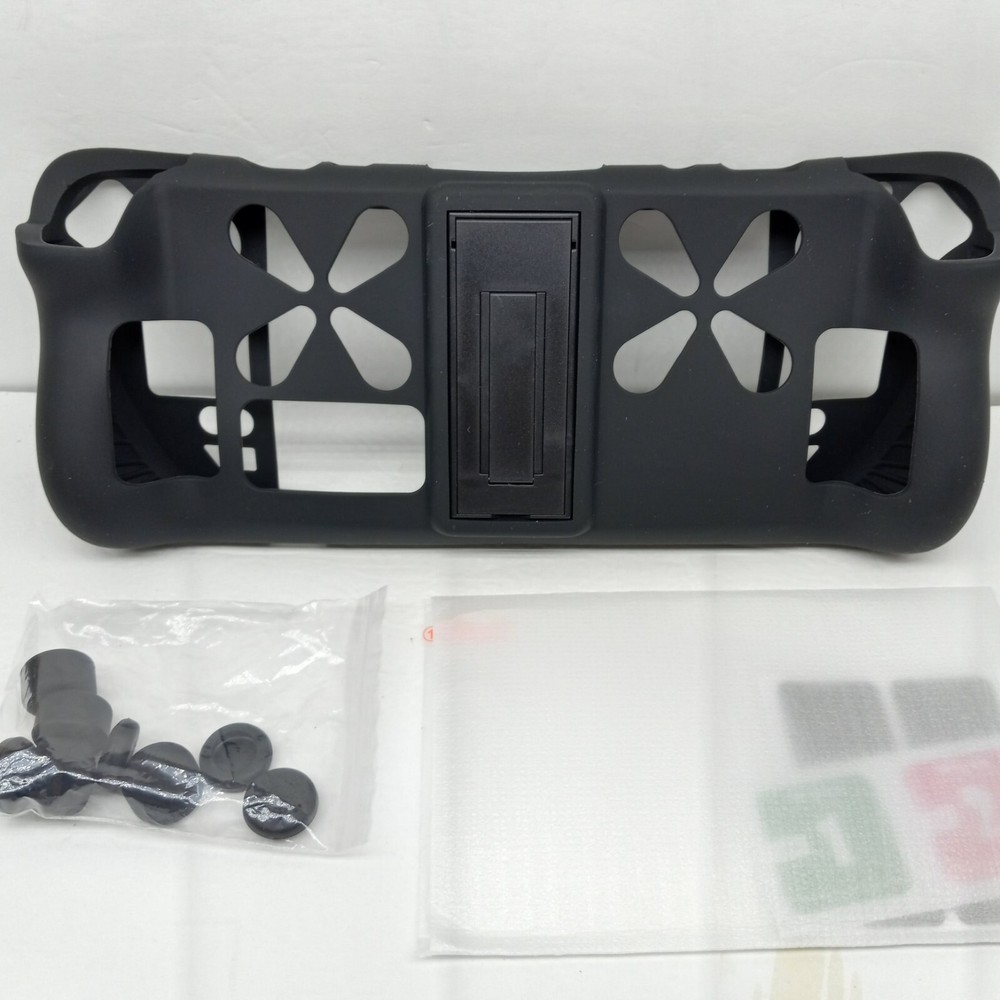 Steam Deck Silicone Protective Case (Black) W/ Built In Kickstand Joystick...