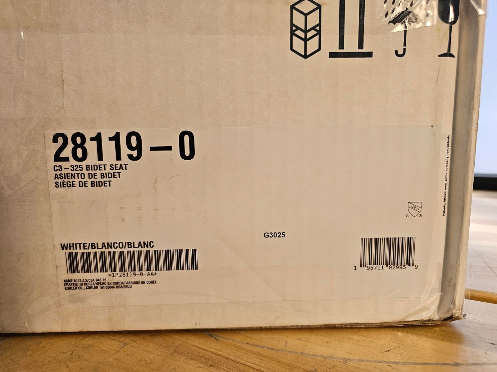 Enlongated Kohler C3-325 28119-0 Bidet Toilet Seat Heated w/ Remote