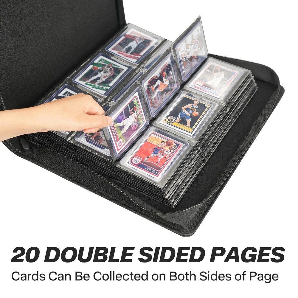 Sibonic 9 Pocket TopLoader Binder, Holds 360 3”x4” Toploader Hard Cases, Slee...