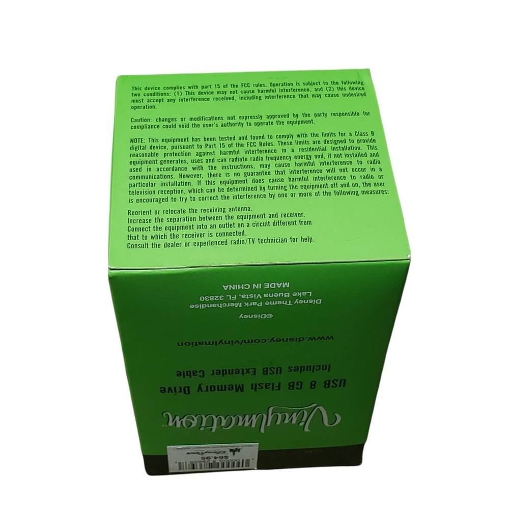 Disney Vinyl Mickey Computer USB 8GB Flash Memory Drive & Extender Cable