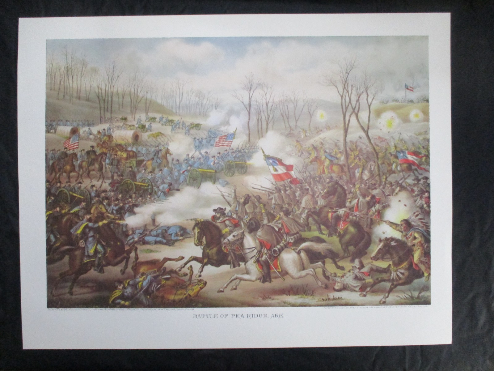24 x 18  1960 Kurz & Allison Civil War Print - Battle Of Pea Ridge, Arkansas