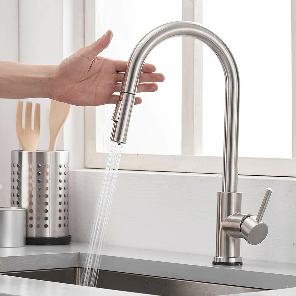 Automatic Sensor Touch Kitchen Sink Faucet Brushed Nickel with Pull Down Sprayer