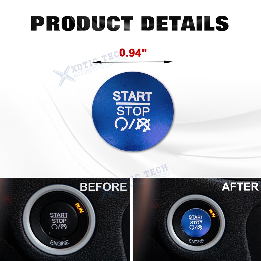 BLUE Ignition Engine Start Stop Push Button Cover For Dodge Charger Durango Ram