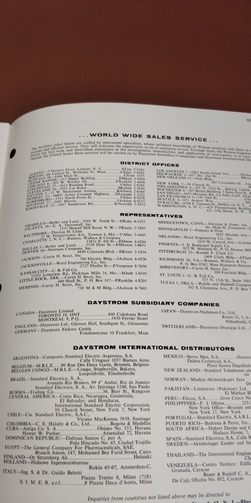 1960 ~ DAYSTROM ~ Catalog ~ Switchboard Instruments Weston