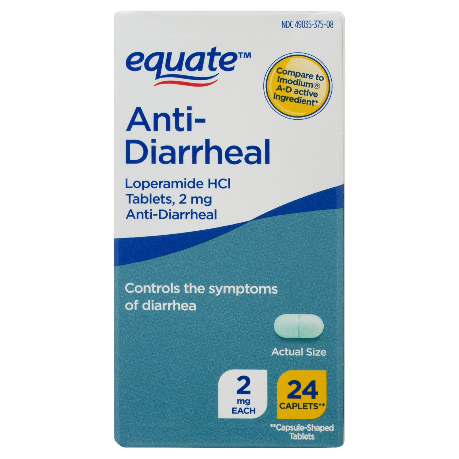 Equate Anti‑Diarrheal 2mg Tablets for Occasional Diarrhea, 24 Count
