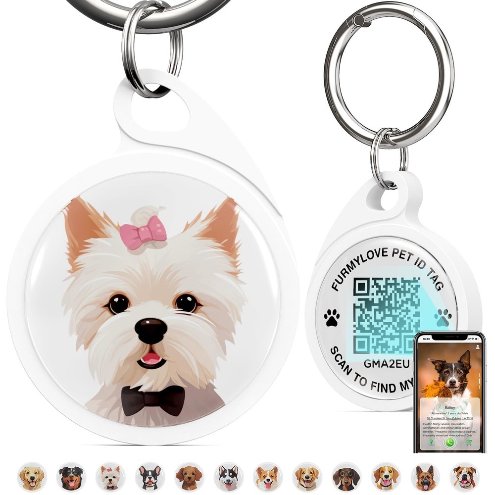 QR Code Dog Tag, Dog Tags Personalized Silent Pet ID Tag Customizable Free Pe...