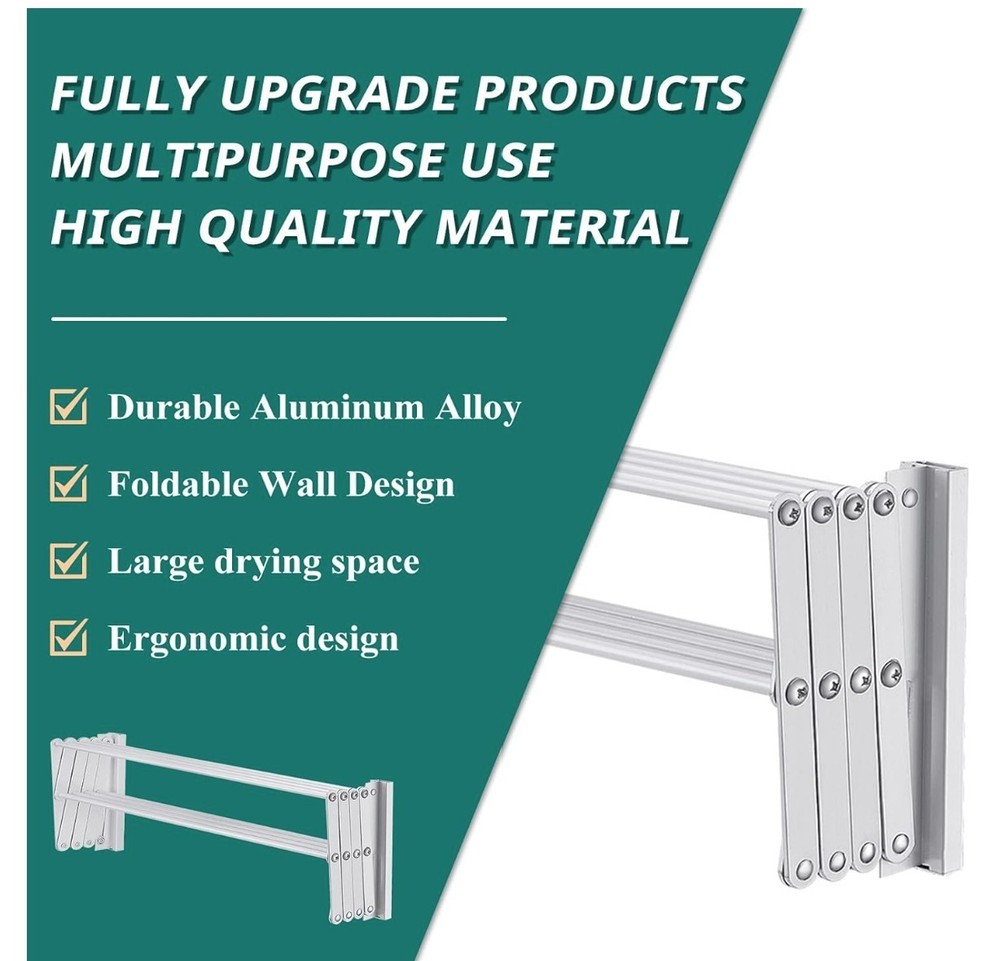 X-cosrack Wall Mounted Clothes Drying Rack, 31.9" Wide Rustproof retractable