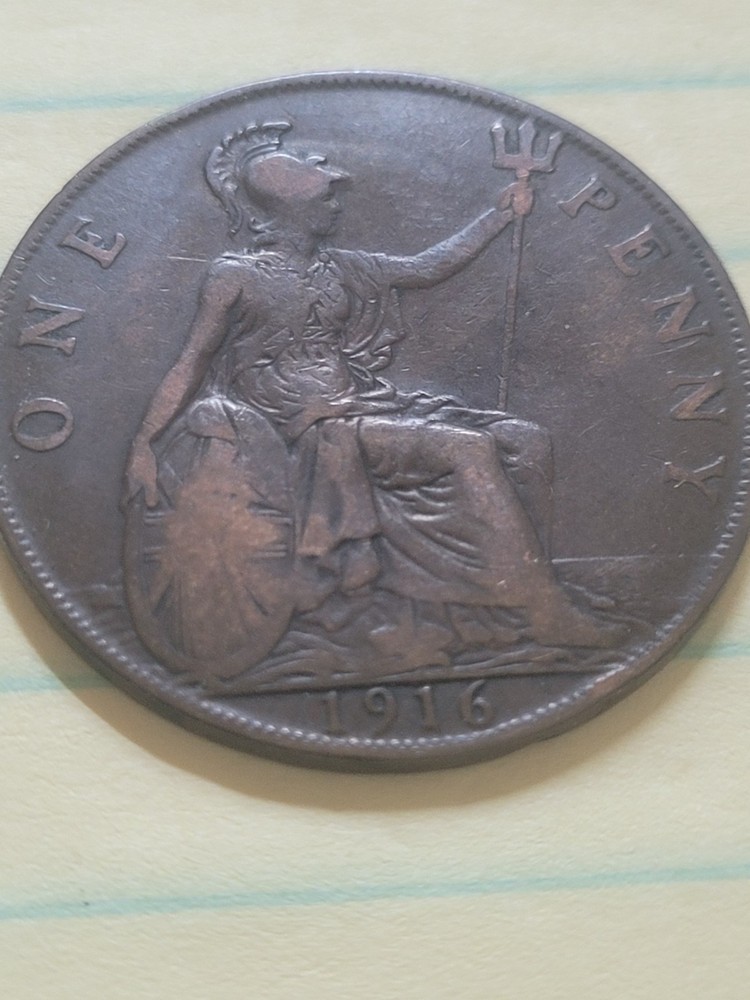 1916 Great Britain One Penny Coin ( VF)