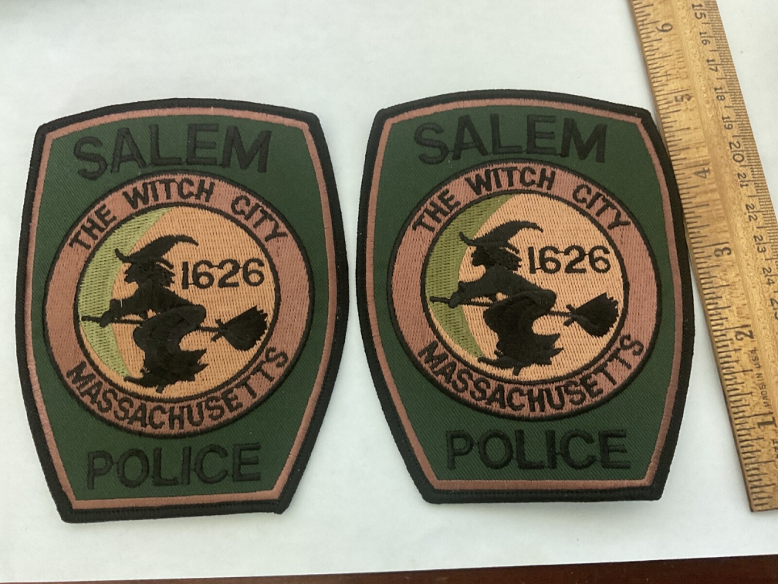 Salem MA. Police Subdued Patch collectable Set 2 pieces full size and new