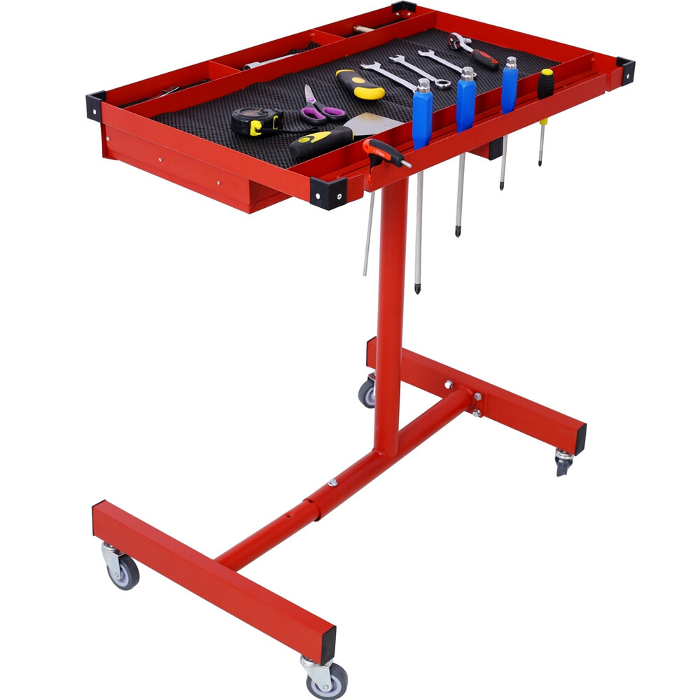 Heavy Duty Adjustable Work Table Bench With Drawer 220 lbs Rolling Tool Cart