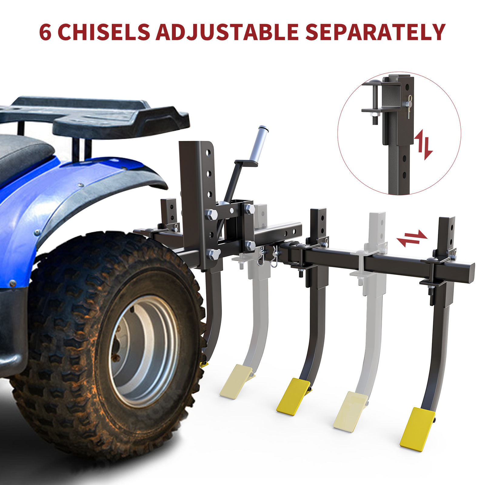 Detachable Cultivator Manual Implement 6 Scarifier Shanks Fit For ATV/UTV Steel