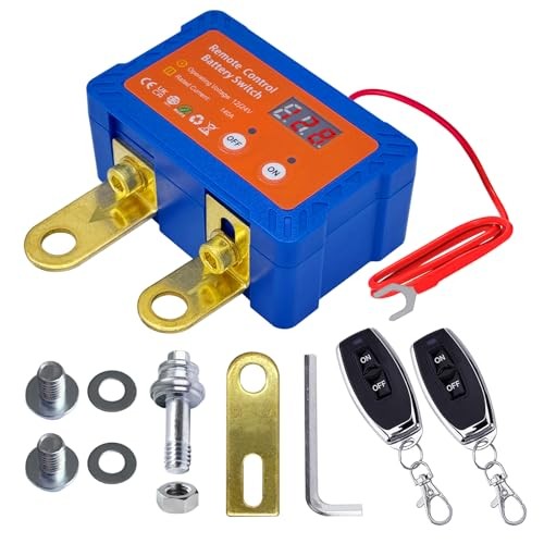 Remote Battery Disconnect Switch 12V W/Voltmeter, 140A 140A Side Post Neg