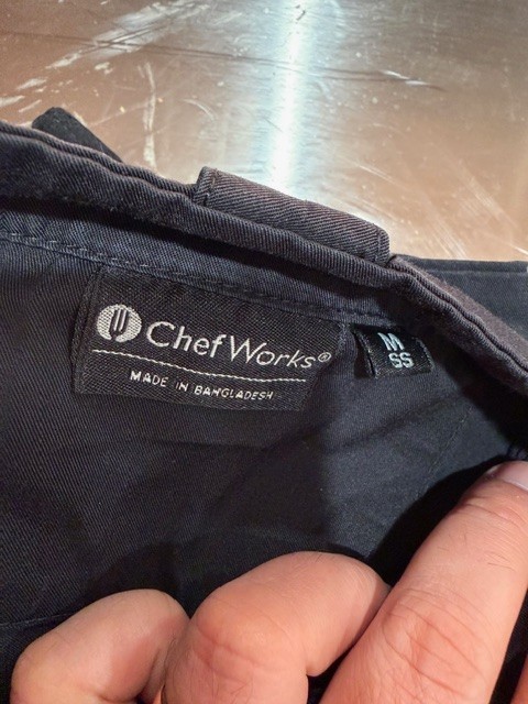 Chef Works Black Chef Jacket Short Sleeve Double Breasted Size Medium