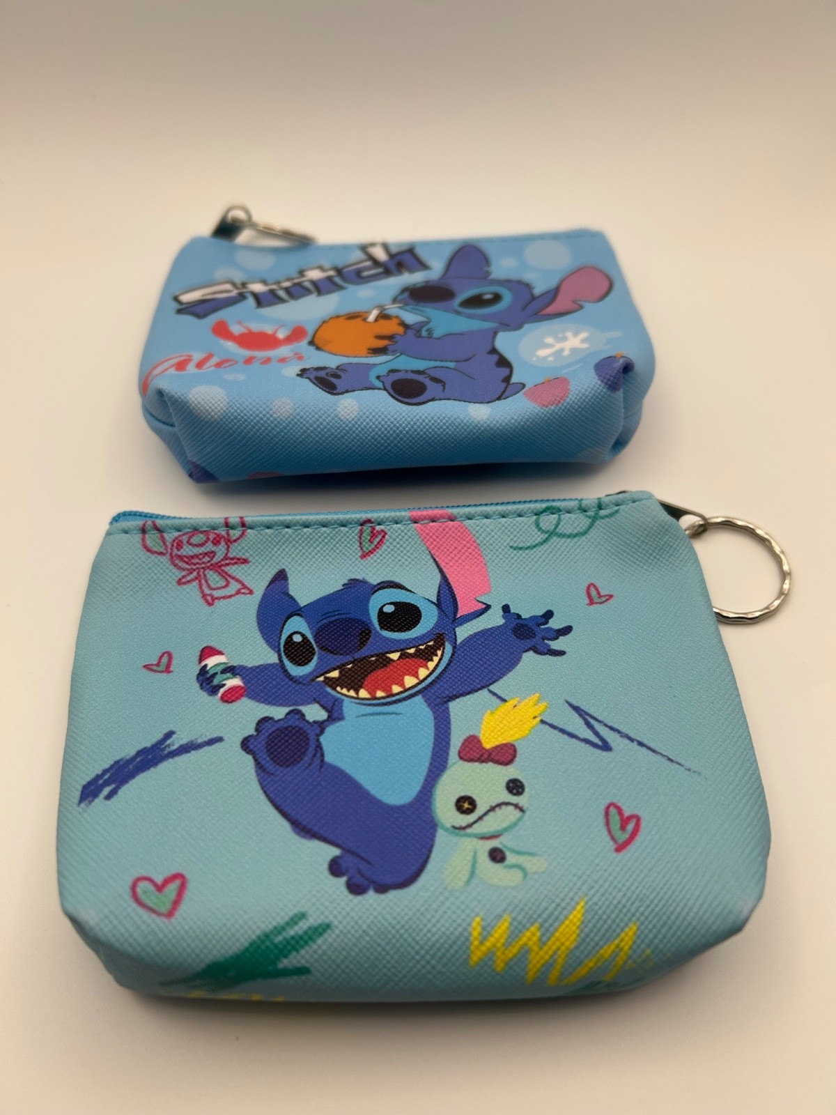 6 Piece Disney Stitch Mini Coin Purse Clutch Key Case Storage Bag Cartoon
