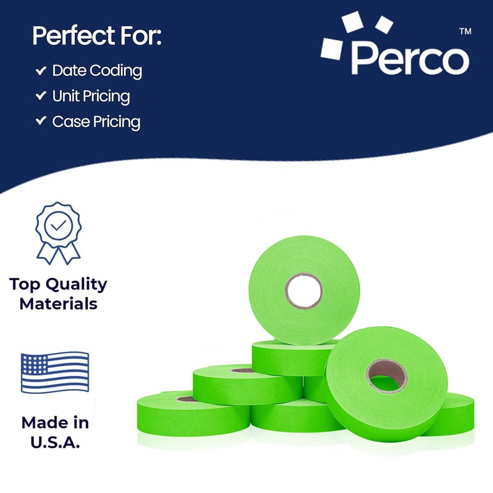 Perco Fluorescent Green Pricing Labels for 1 Sleeve,