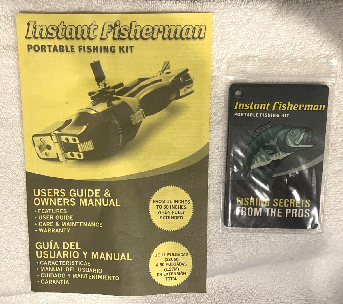 Instant Fisherman 11" to 50" Portable Black Folding Fishing Kit- NEW IN BOX