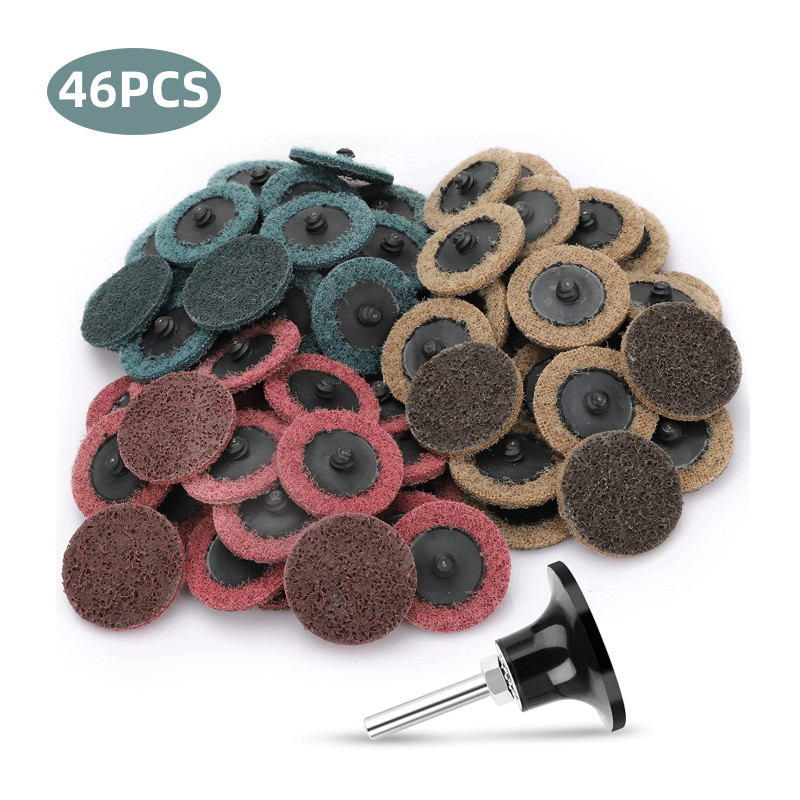 46PCS 2" Roll Lock Sanding Discs Die Grinder Quick Change Disc Set W/ 1/4 Holder