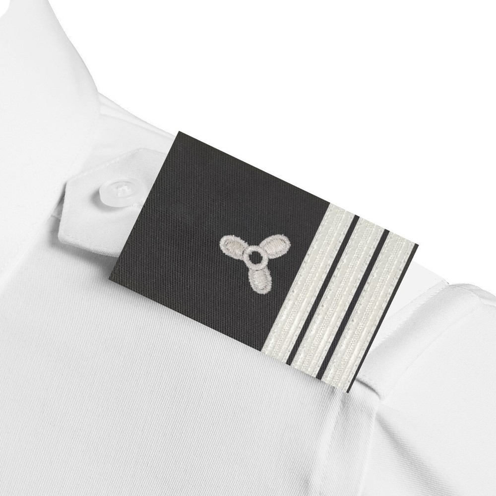 BuyStripes Engineer Uniform Shoulder Board Epaulet Silver Propeller & Three Bars