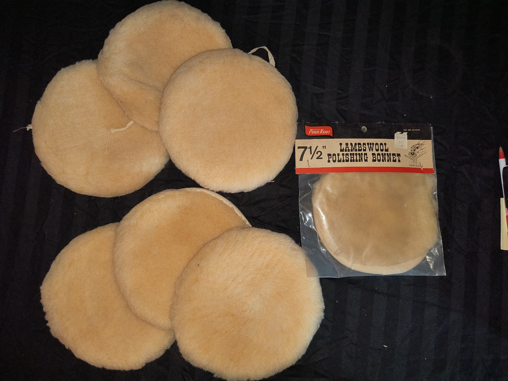 Lambs Wool Polishing Bonnets (Group / Batch) - 7 Total plus a rubber support