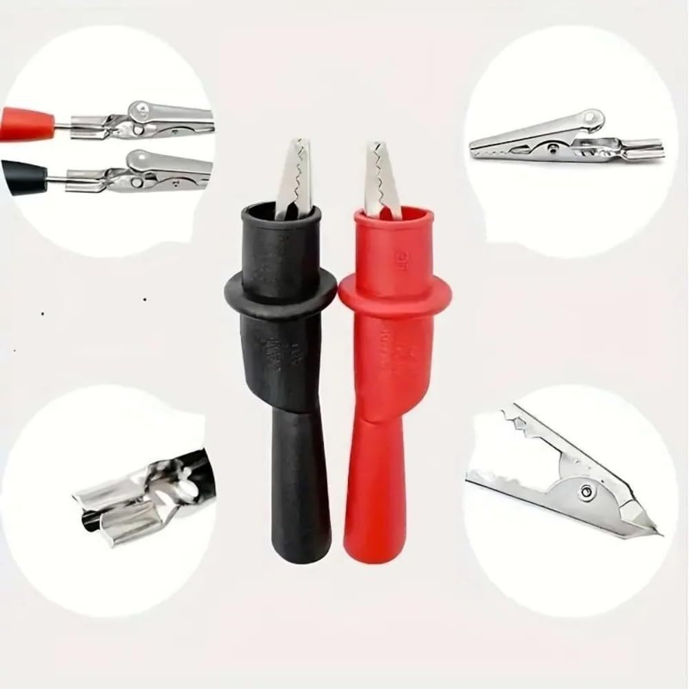 4PCS Push On Alligator Clips for Multimeter Test Leads Insulated