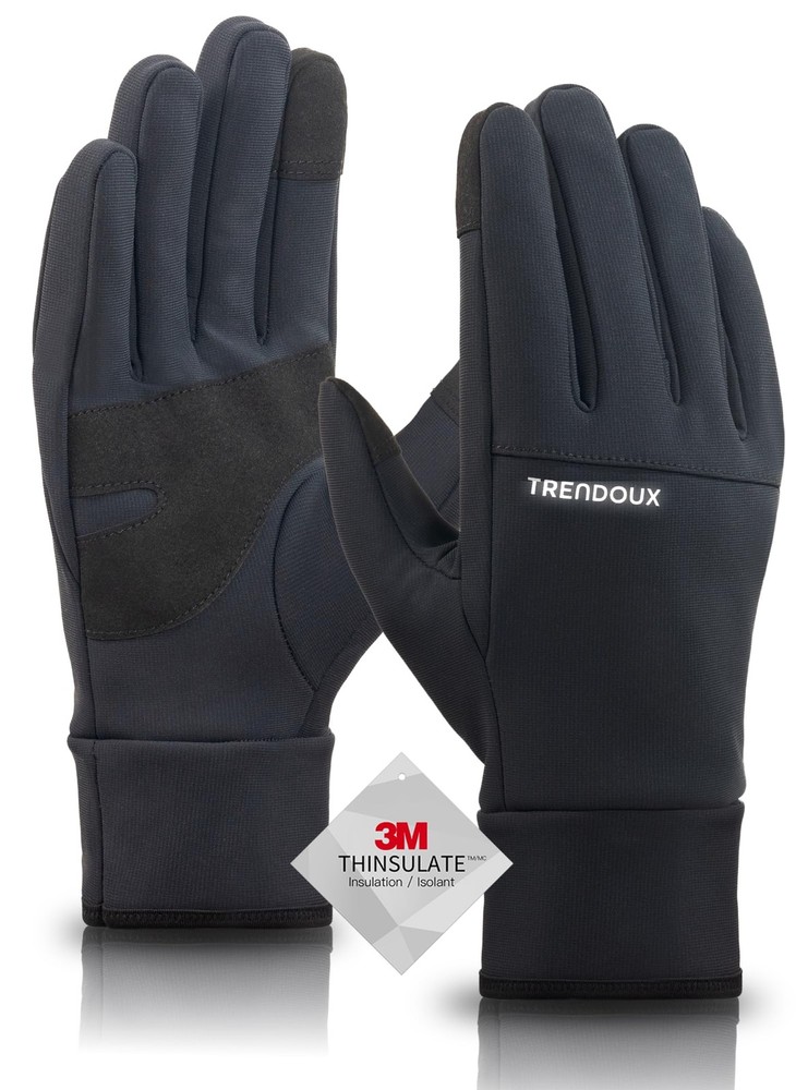 TRENDOUX Touchscreen Fingers Thin Warm Black Tech Winter Gloves Small,