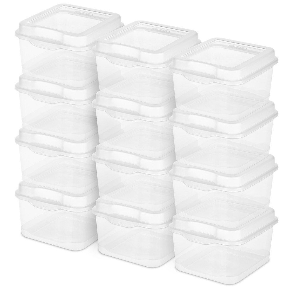 Sterilite Plastic FlipTop Hinged Storage Box Container w/ Latching Lid (12 Pack)