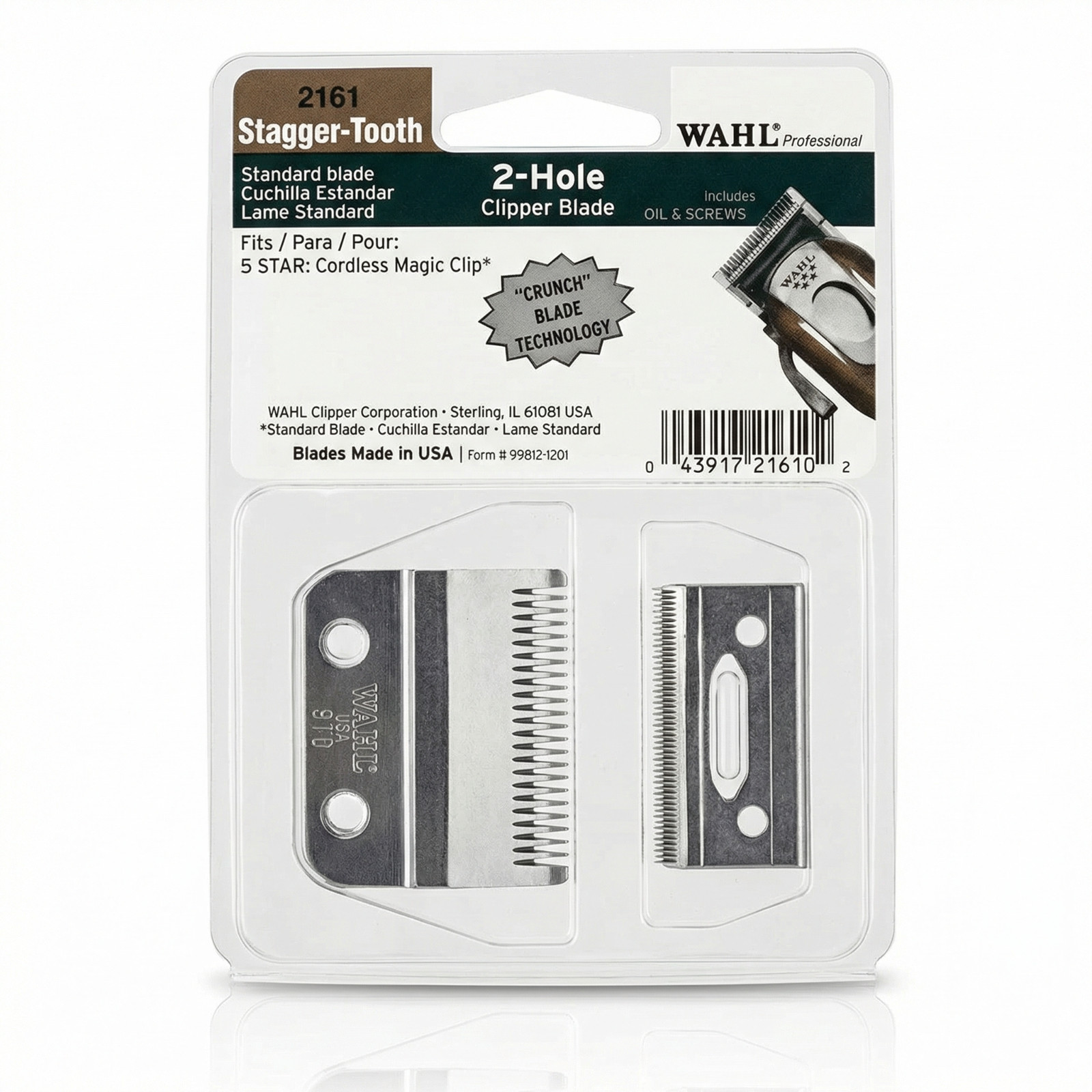 Wahl Professional 2161 Stagger Tooth 2 Hole Clipper Blade Magic Clip 5 Star