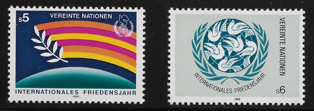 UN Scott #Vienna 64-65, Singles 1986 Complete Set FVF MNH