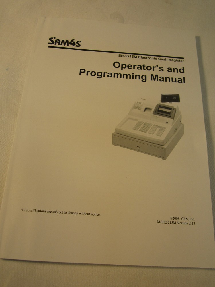 Programming Book for Sam4s Cash RegisterS