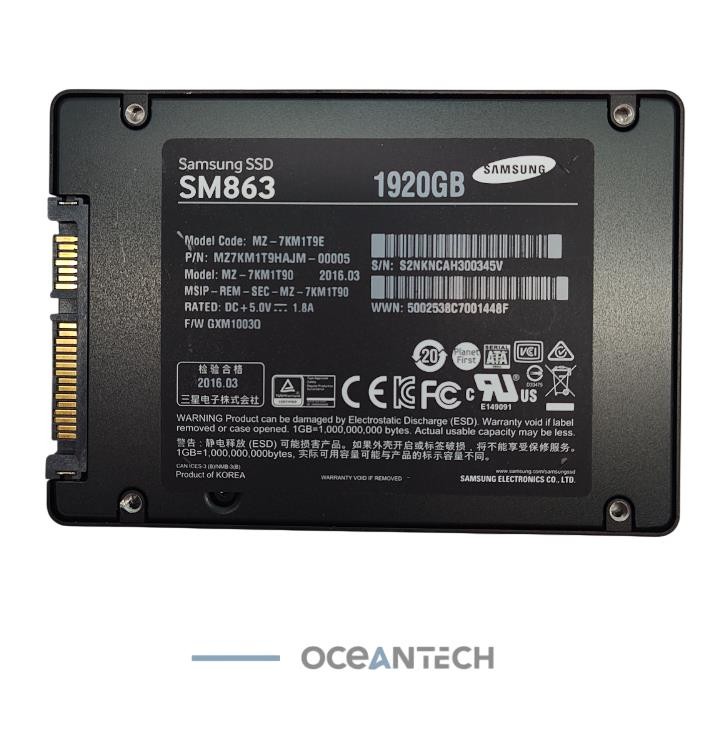 Samsung SM863 MZ-7KM1T90 1.92TB 2.5" SATA Solid State Drive SSD