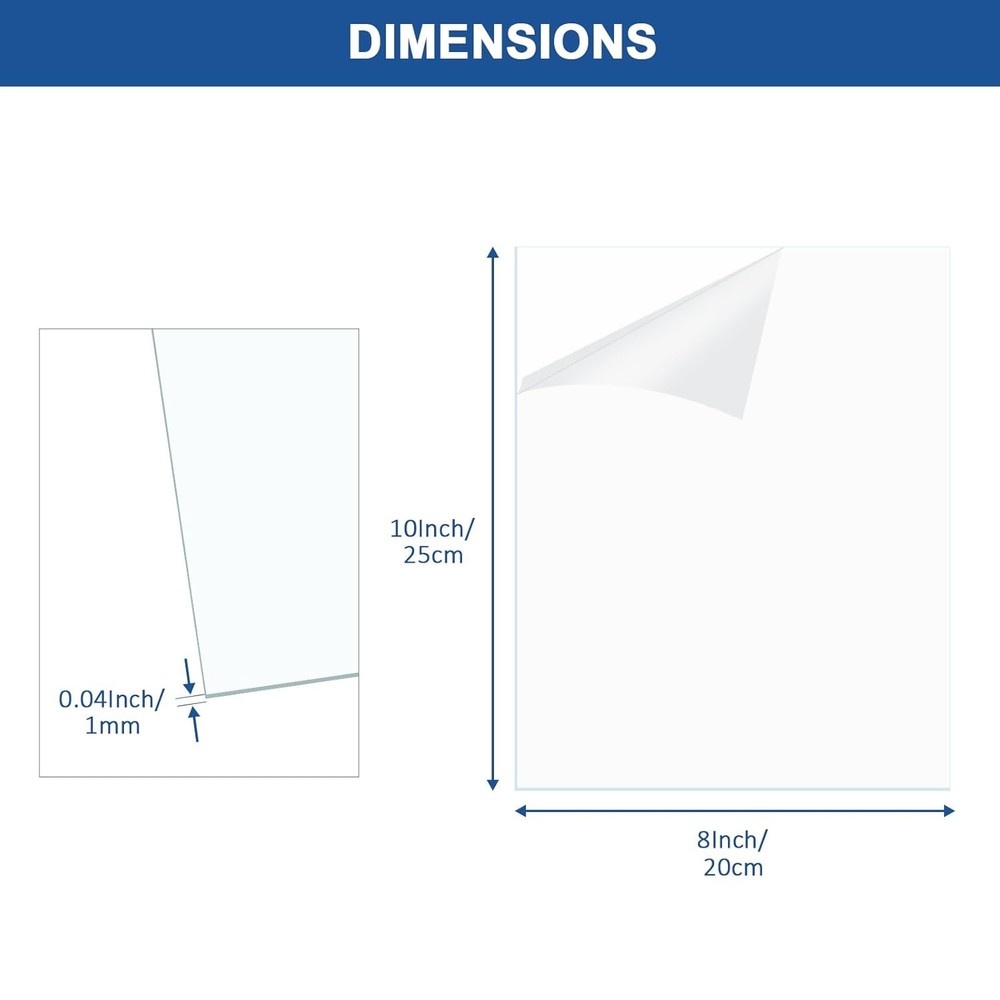 Pack Clear Plexiglass Sheets Thin PET Plexiglass Sheets for Craft 8×10×0.04In 6