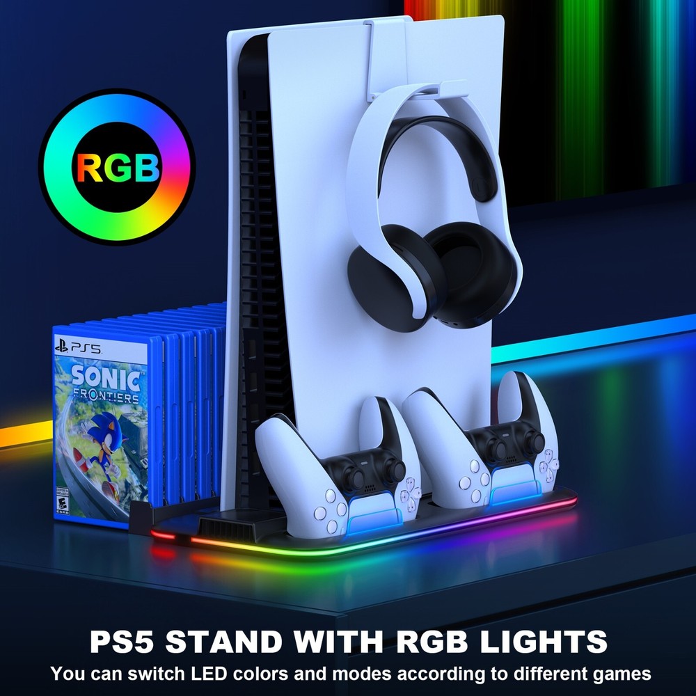 PS5 Slim Controller Charger Stand Cooling Fan for PS5 Disc&Digital Editions