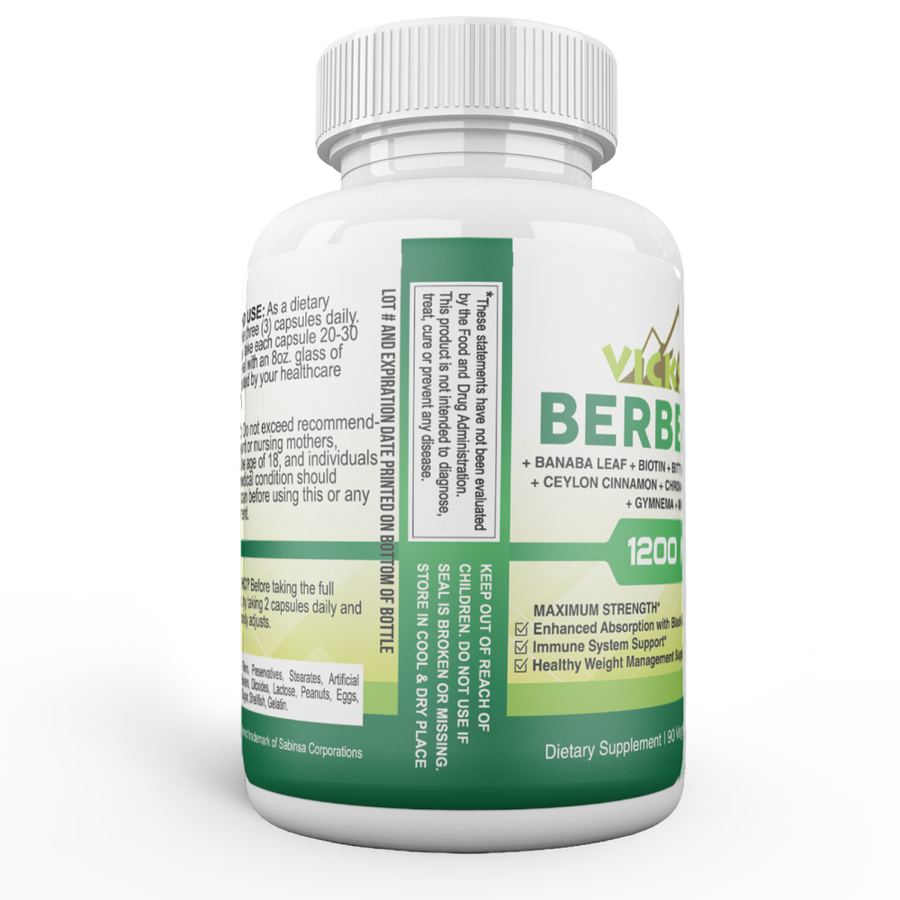 Vicksson Berberine Complex 1200mg Immune System, Weight Management 90Ct