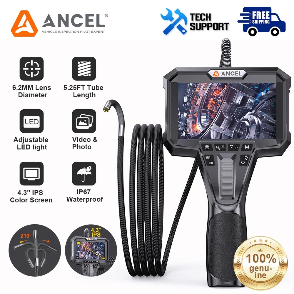 6 LED Lights 3.7V 2600A Industrial Endoscope Camera 4.3" Articulating Borescope