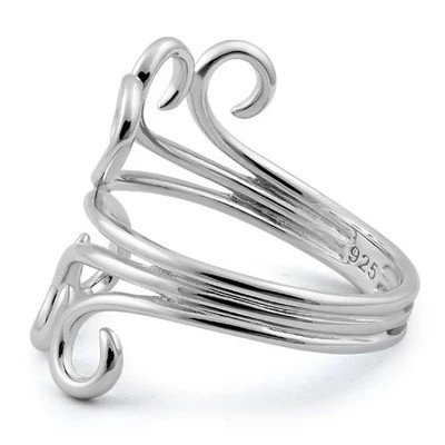 925 Sterling Silver Triple Twin Swirl Ring