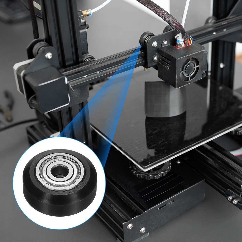 4Pcs 3D Printer Wheel with 625ZZ Linear Bearing for 3D Printer, Black