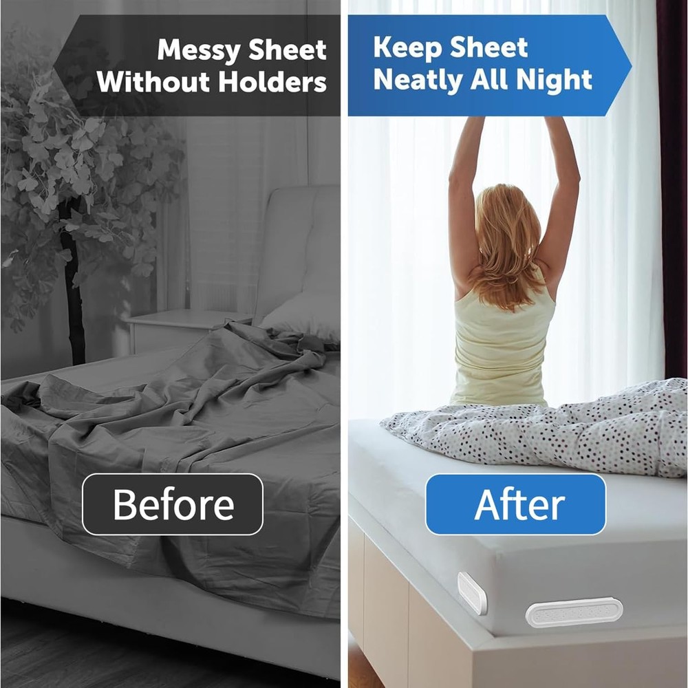 Bed Holders for Corners, Lock Holders, 4Pcs Fitted Holders Keep Sheets Firm &...