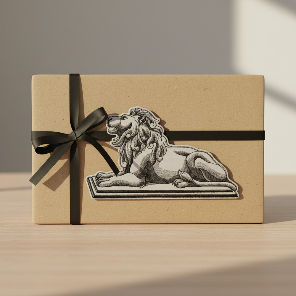 Stately Lion Patch | Black & White