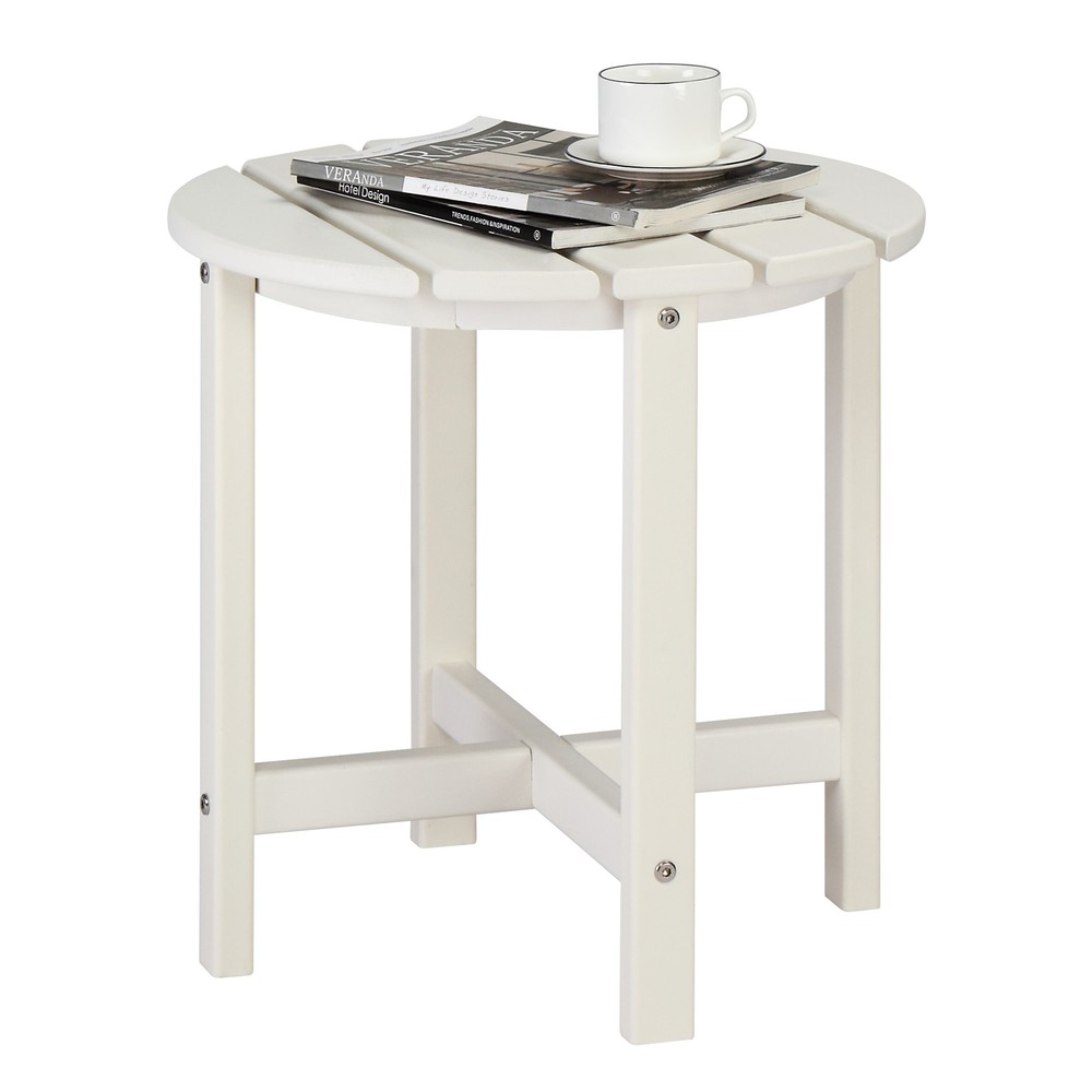 46cm Round White HDPE Side Table, Single Layer Modern Accent Table