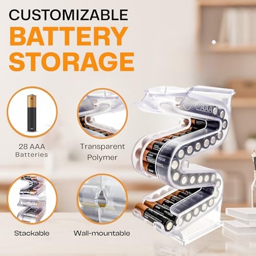 Battery Ladder Organizer Case for Batteries - Stackable or AAA 2 - Pack