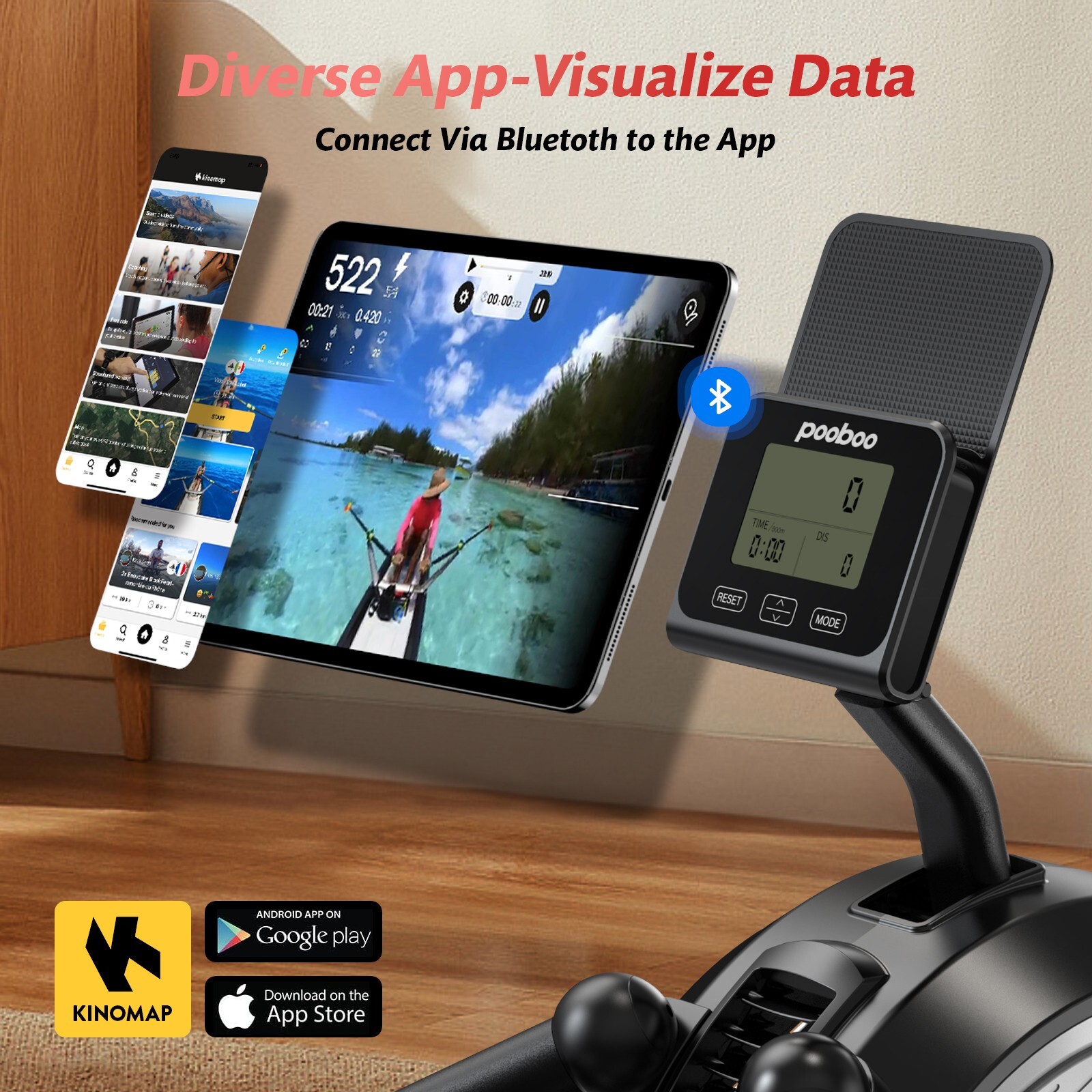 Indoor Magnetic Row Rowing Machine Rower 16 Levels Cardio Exercise Equipment