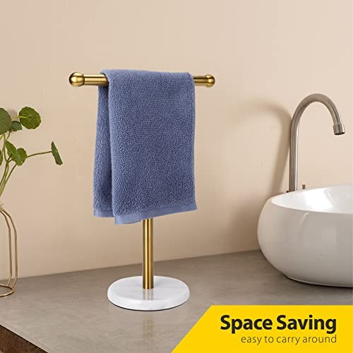 Hand Towel Holder Stand with Heavy Base, T-Shape Towel Rack, Free Marble Gold