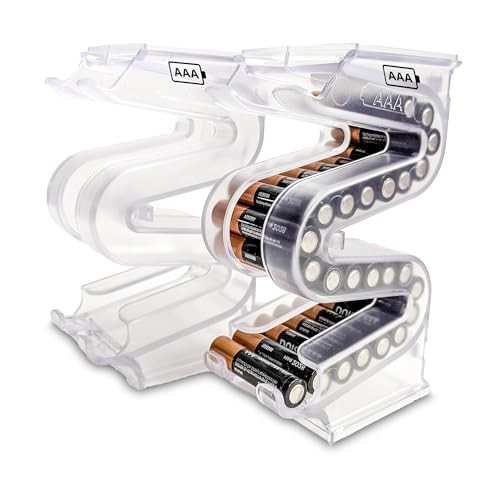 Battery Ladder Organizer Case for Batteries - Stackable or AAA 2 - Pack