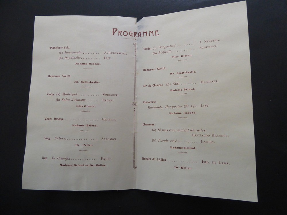 1905 Alexandria Lady Blomfield At Home programme