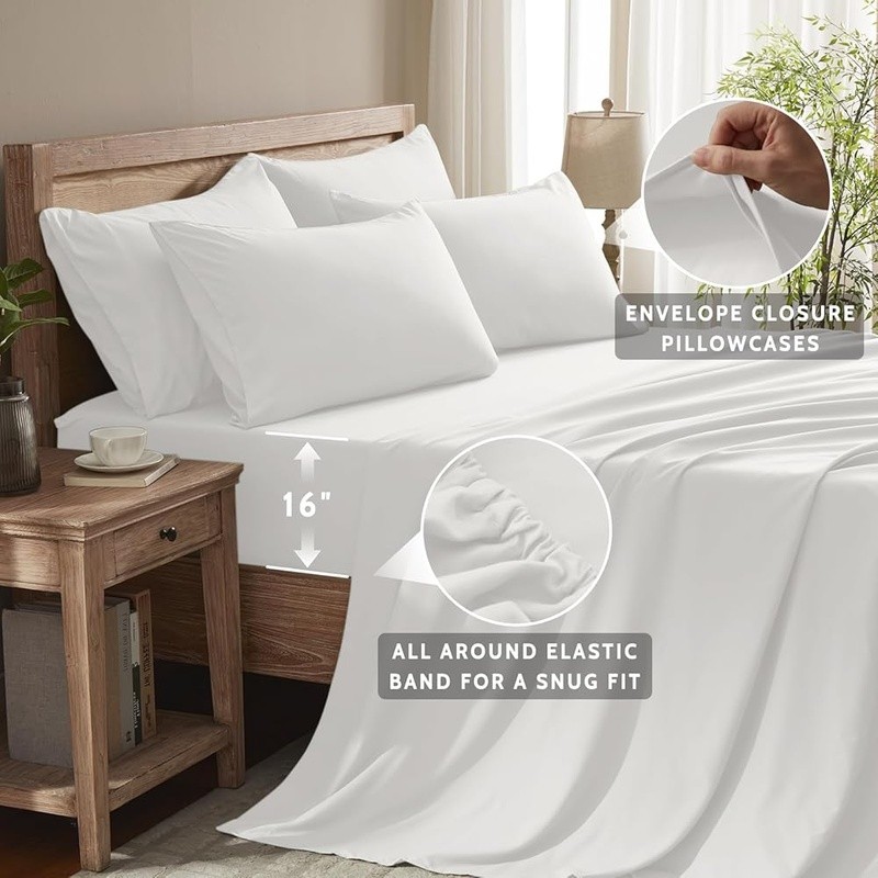 Soft Deep Pocket Microfiber Sheets Set Durable Fade Resistant Bedding 6-Piece US