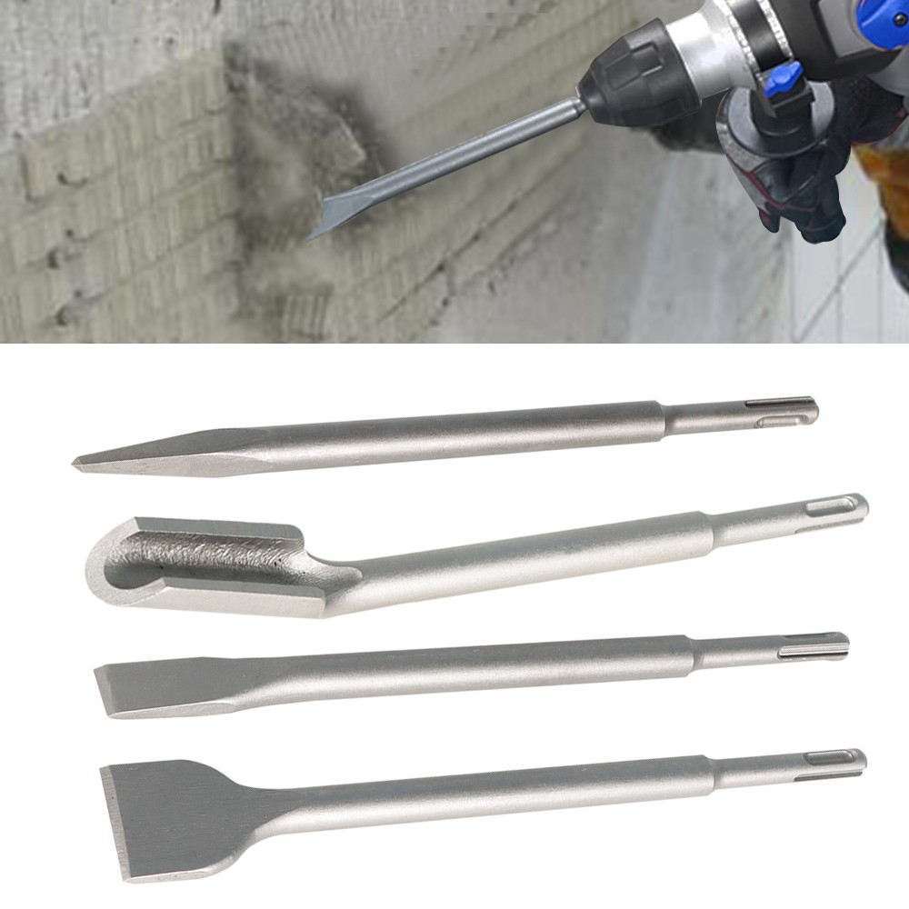 4Piece SDS Plus Chisel Rotary Concrete Hammer Drill Bits Gouge Flat Point Wide