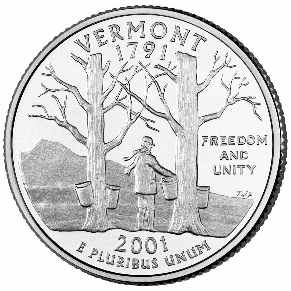 2001 D Vermont Quarter.  Uncirculated From US Mint roll.