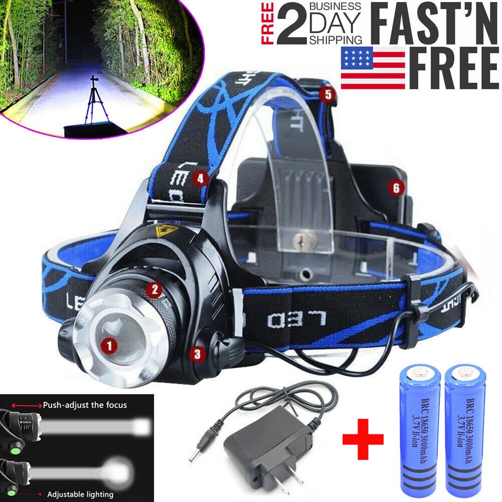 Most Powerful 9900000LM LED Headlamp Rechargeable Head Torch Tactical Headlight