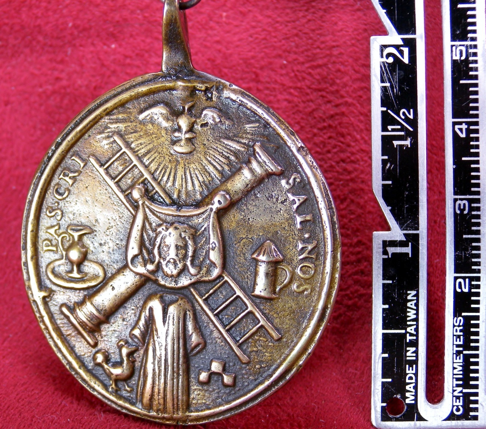 Antique 18th Century Veil of Veronica Holy Spirit Christ Passion Symbols Medal