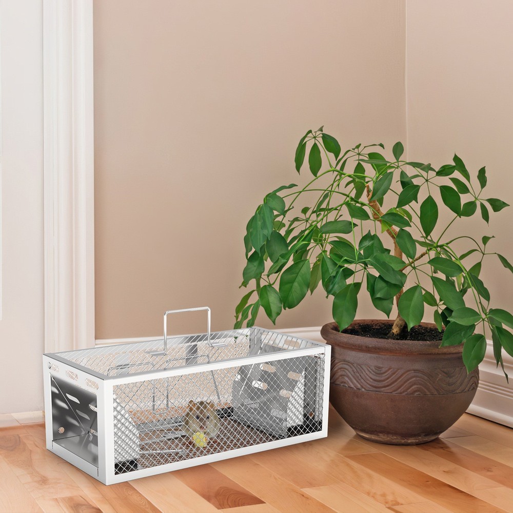 2 Pack Automatic Humane Rat Trap With Reusable Galvanized Iron Live Animal Cage